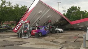 Metro Detroit severe weather leaves child dead, collapses gas station