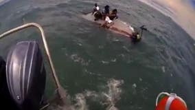 VIDEO: 4 rescued from capsized boat on Lake St. Clair