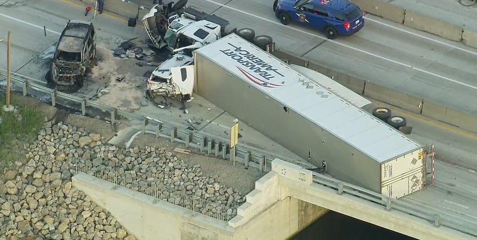 Fiery crash involving semi-truck closes NB I-75 at Otter Creek in Monroe County
