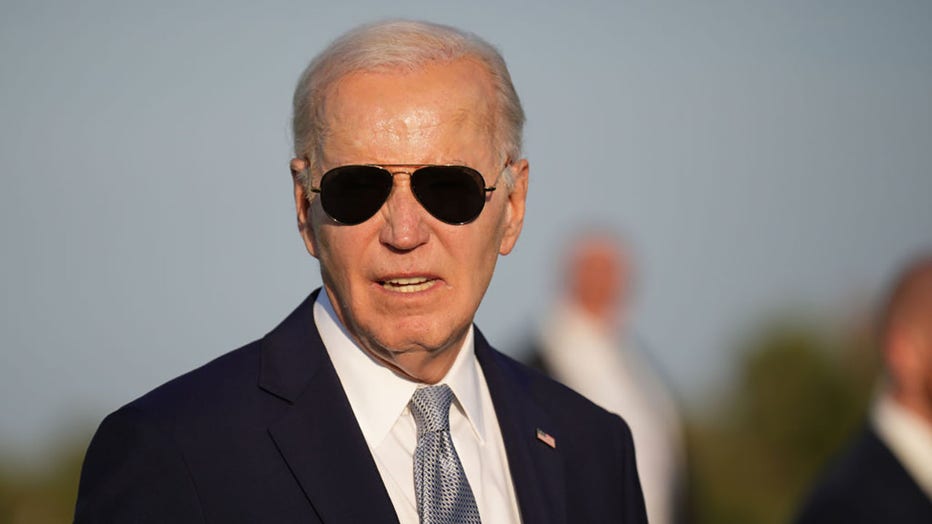 FILE - U.S. President Joe Biden joins G7 leaders as they gather to watch a parachute drop at San Domenico Golf Club during day one of the 50th G7 summit on June 13, 2024, in Fasano, Italy. (Photo by Christopher Furlong/Getty Images)