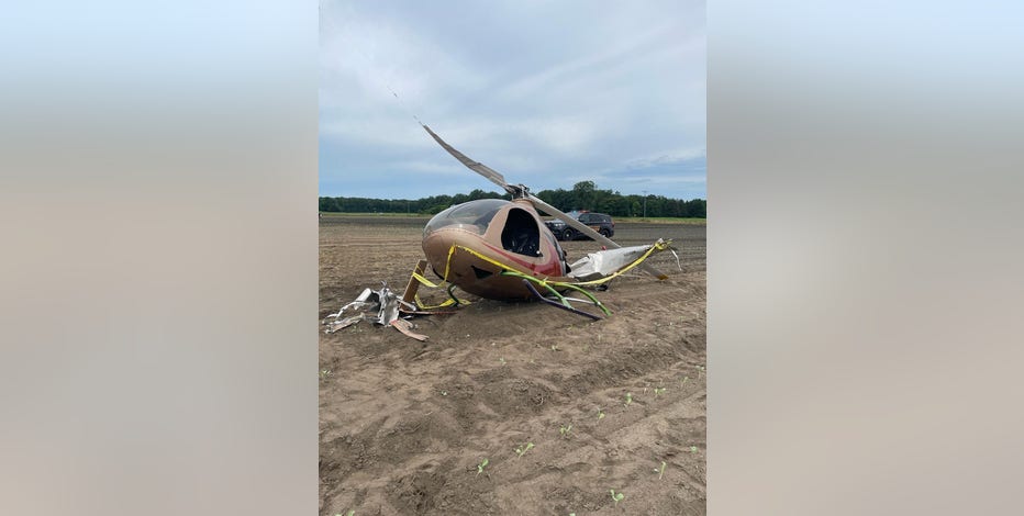Helicopter crashes in Monroe County farmer's field, no injuries reported