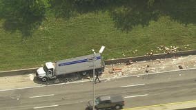 Semi-truck crash spills gallons of suspected salad dressing on I-94, near 9 Mile