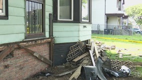 Speeding driver plows into front end of Detroit house, flees scene