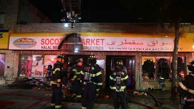 Fire engulfs grocery store on Dearborn's east side