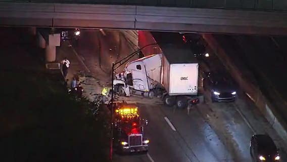 Police respond to fuel leak after semi-truck crashes into vehicle with flat tire on I-94