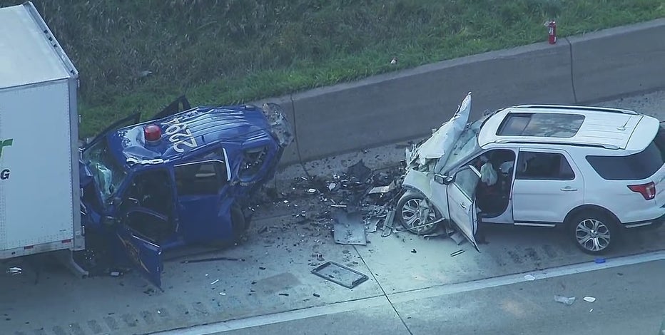 MSP trooper hurt in crash that crushed patrol vehicle on NB I-75; all lanes closed at Allen