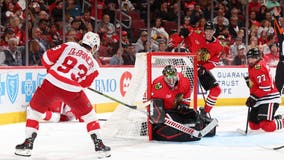 Larkin and DeBrincat lead Red Wings to 4-1 win over Blackhawks