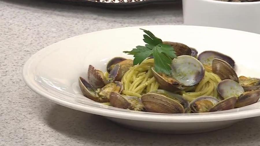 Recipe: Antica Nova’s spaghetti vongole with parsley pesto