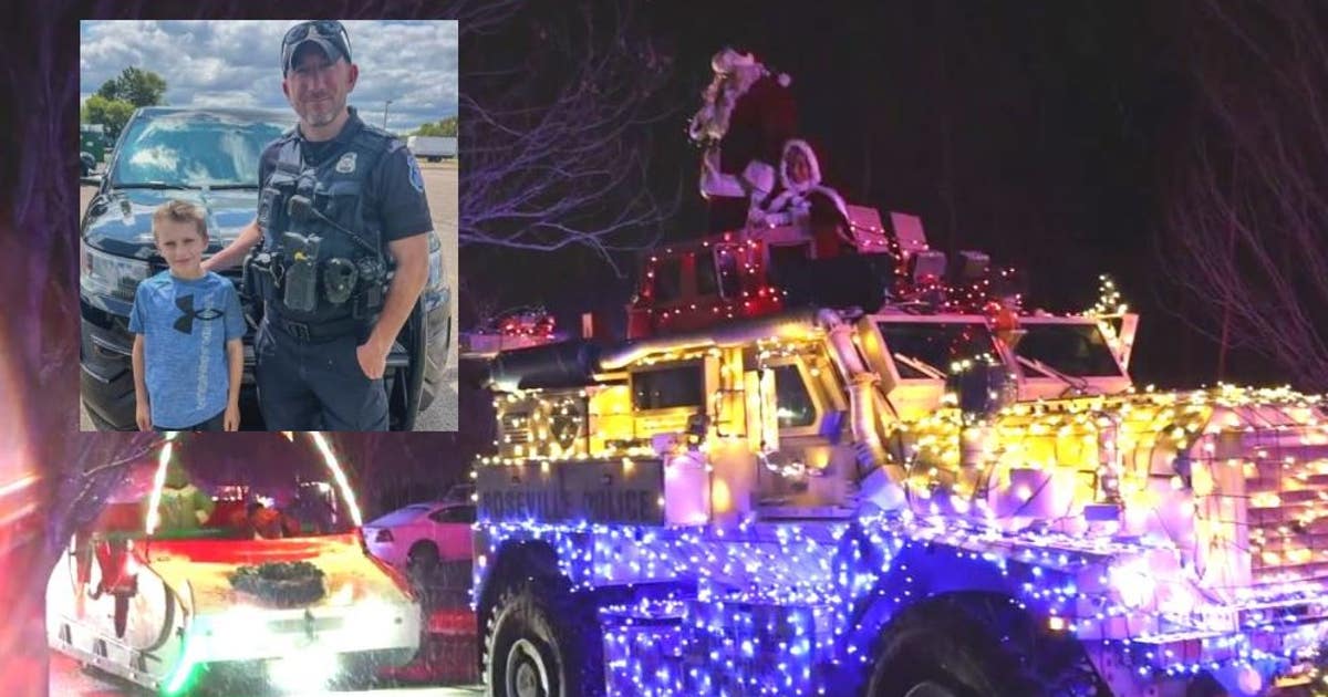 撮影用 冬用ブルゾン レプリカ　警察　コスプレ ワッペンあり Warren first responders hold Christmas parade for 7-year-old son