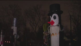 Many tall nutcrackers crafted for display at Brightmoor Lights Holiday Festival