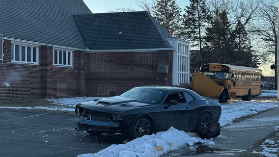 School bus crashes into Detroit church after being hit by driver who ran red light