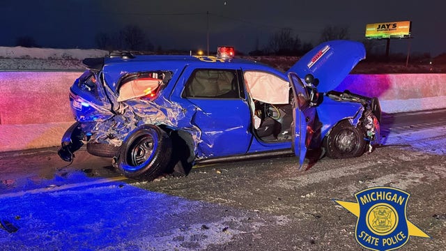 Suspected drunk driver slams into MSP patrol vehicle on I-75, forcing trooper to jump out of way