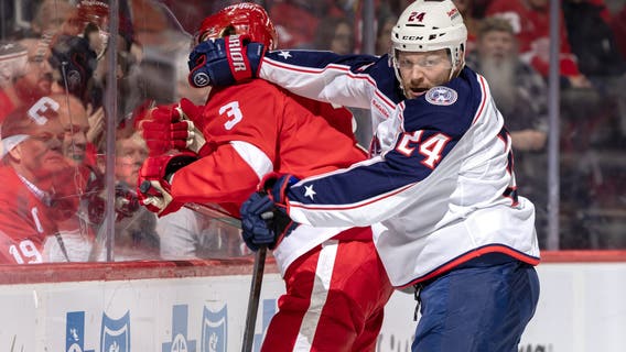 Blue Jackets get 2 goals from van Riemsdyk and beat Red Wings 5-2