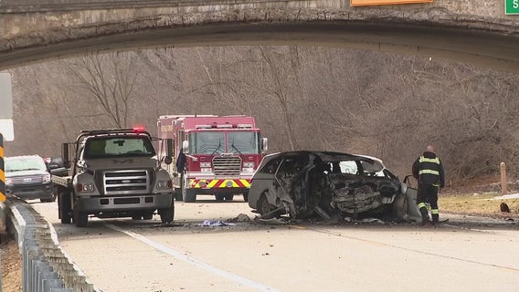 Northville Township crash: Man dies after vehicle hits bridge and catches fire