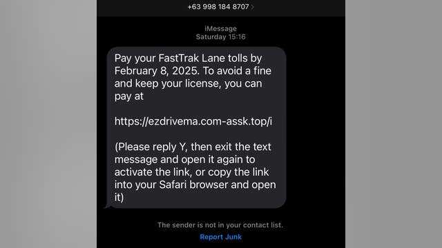 Beware of unpaid toll text message scam