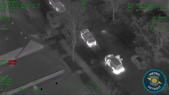 Video: State police helicopter tracks down suspect who fled traffic stop in Detroit