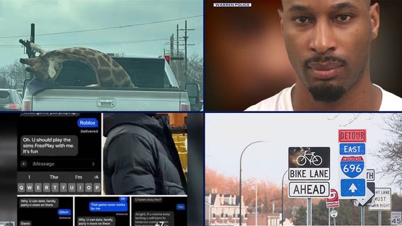 Giraffe spotted in a truck • Detroit officer charged for inappropriate texts to 6th grader • I-696 closure