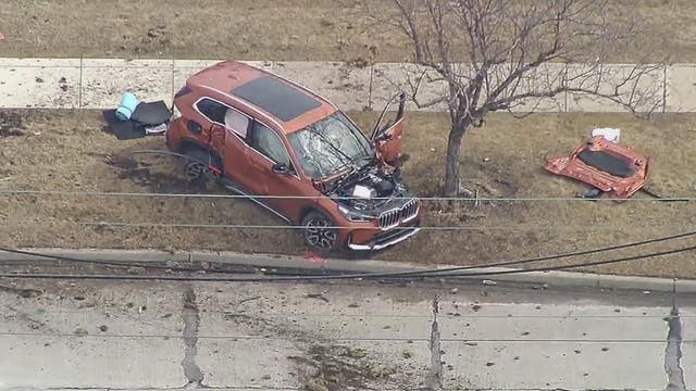 Chaotic crash at 12 Mile and Hoover critically injures driver, brings power lines down