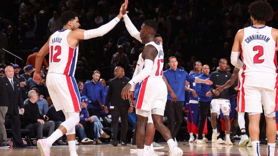 Pistons snap NBA-record, 15-game postseason losing streak, beating Knicks 100-94 in Game 2