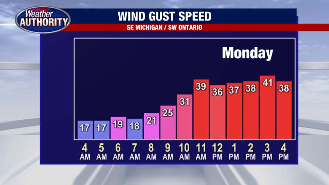 Metro Detroit weather: Morning rain ahead of a windy Monday