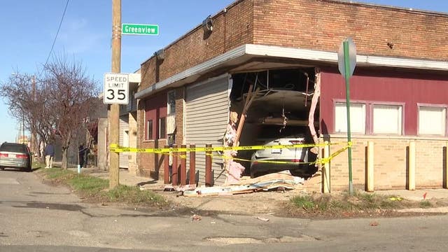 SUV crashes through church building on McNichols in Detroit