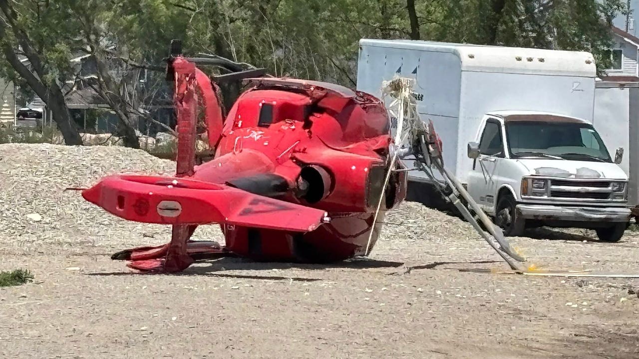 Helicopter bounces off the ground and flips in Clay Township, none injured