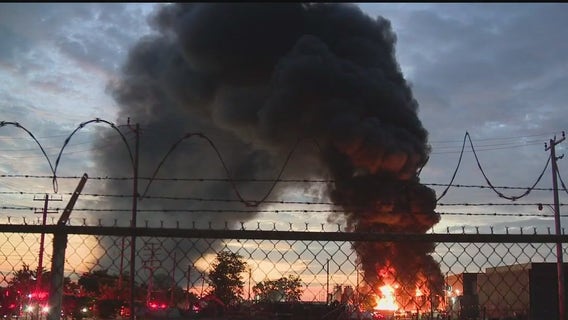 Detroit oil fire injures firefighter, sends plumes of black smoke and flames into the sky
