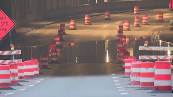 Lodge Freeway closed in Downtown Detroit due to flooding from fire hydrants