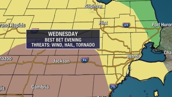 Metro Detroit severe weather: Damaging wind, large hail, and flooding all possible Wednesday