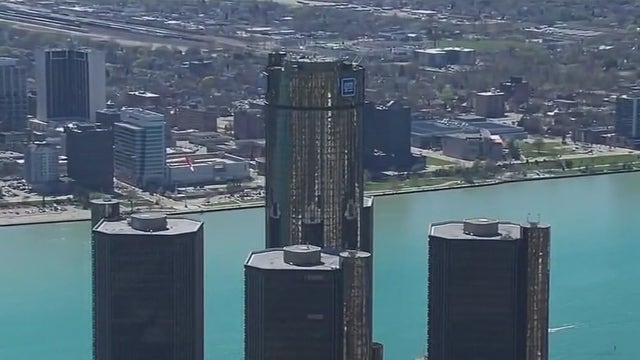 Detroit firefighters head to the top of the Renaissance Center for kitchen fire