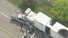 F-150 wedged under DTE generator trailer in 3 vehicle crash Downriver