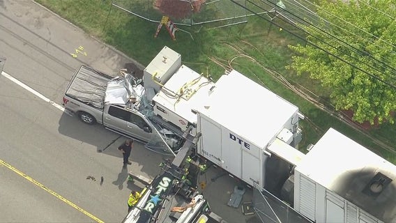 F-150 wedged under DTE generator trailer in 3 vehicle crash Downriver