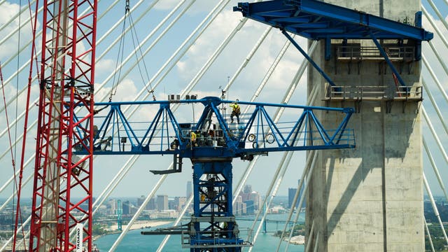 Gordie Howe International Bridge reaches major milestone as crews disassemble tower cranes
