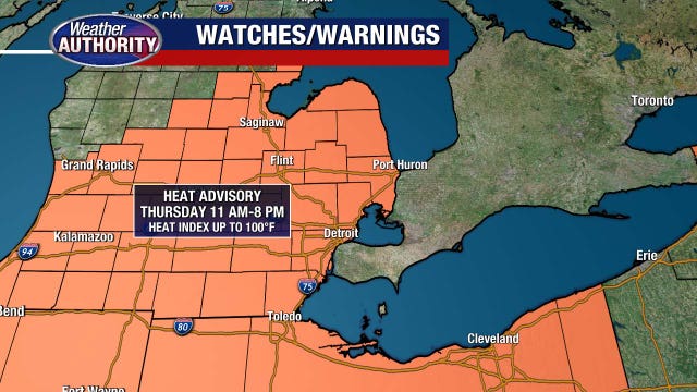 Metro Detroit weather: Extreme heat prompts advisory as temps, humidity spike Thursday