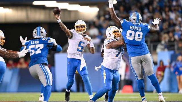 Trey Lance tosses 2 touchdown passes, leading the Chargers over the Lions 34-7 in Hall of Fame game