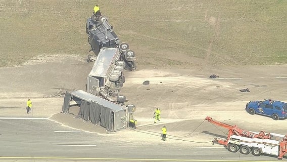 Gravel hauler truck crash closes I-75 at I-94