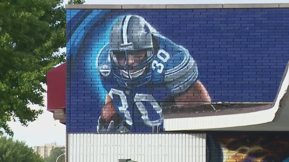 Mural honors former Lion and current teacher Cory Schlesinger in Allen Park