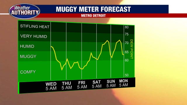 Metro Detroit weather: Temps and humidity fall some Wednesday
