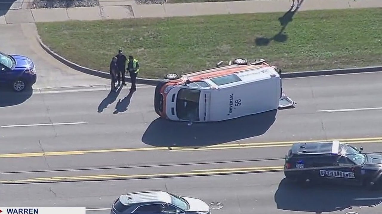 Ambulance Rolls Over After SUV Collision in Warren, No Serious Injuries