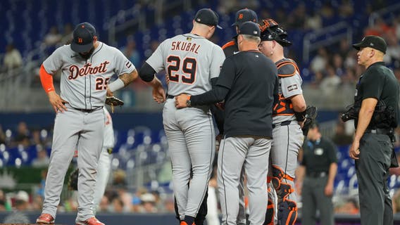 Alcantara outlasts Skubal, who leaves early, in Marlins’ 8-2 win over Tigers