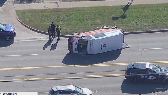 Rollover ambulance crash from SUV collision in Warren