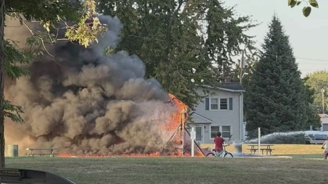 Center Line playscape torched in what police say was possible arson
