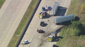 I-96 crash involving semi-trucks, overturned vehicle close highway outside Metro Detroit
