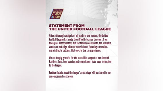 UFL pulls plug on Michigan Panthers; franchise to relocate
