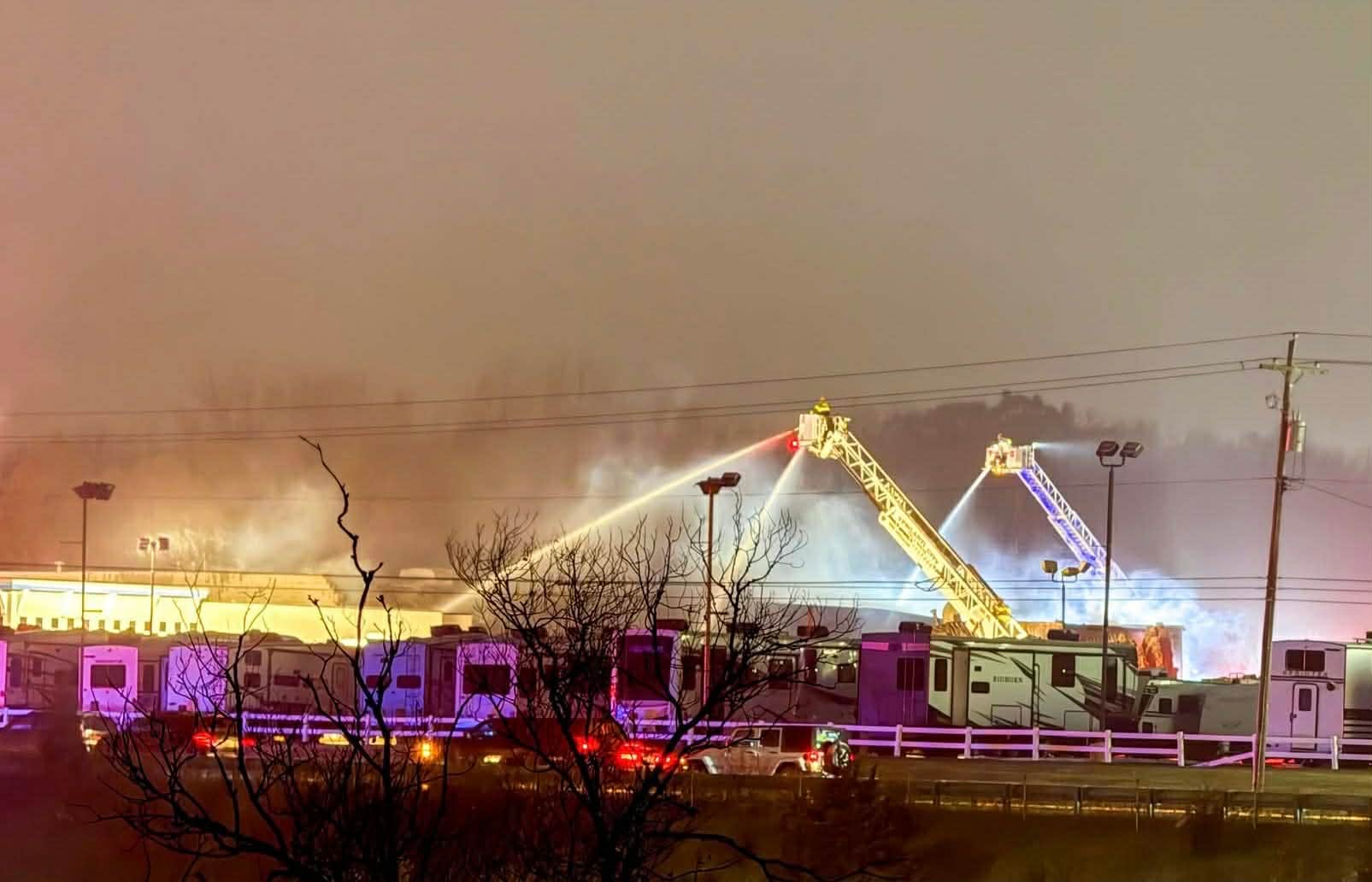 Large fire breaks out at National RV in western Wayne County