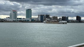 629-foot freighter runs aground in Detroit River