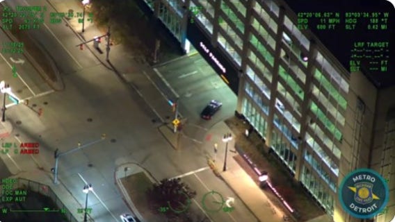 Stolen car suspect chase tracked by MSP helicopter ends at MGM Detroit