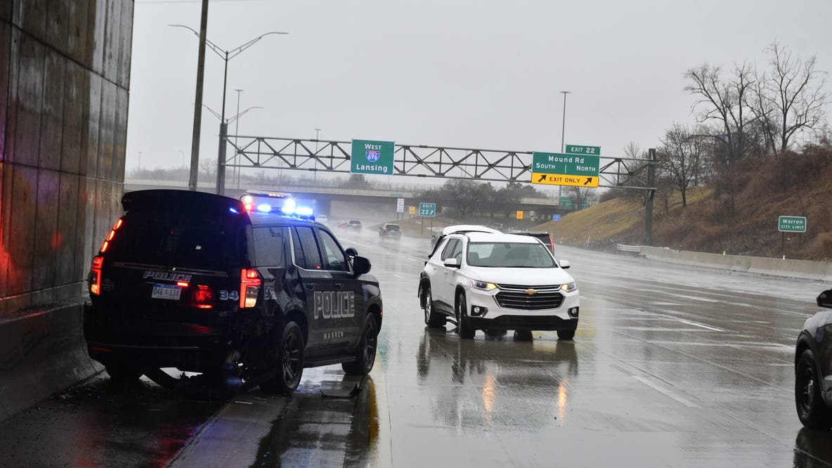 Stopped Warren police cruiser crashed into by SUV on 696