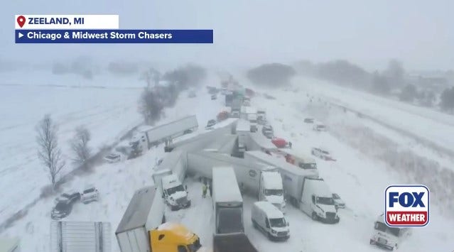 Watch: 100+ vehicle I-196 pileup on Michigan's west side; video shows staggering aftermath