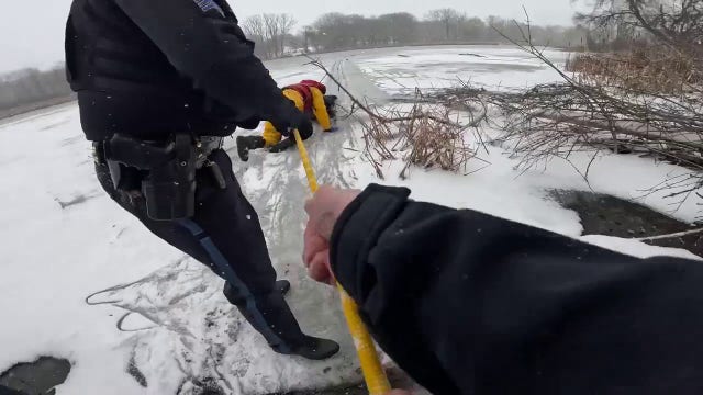 WATCH: West Michigan police rescue fisherman who fell through ice on lake